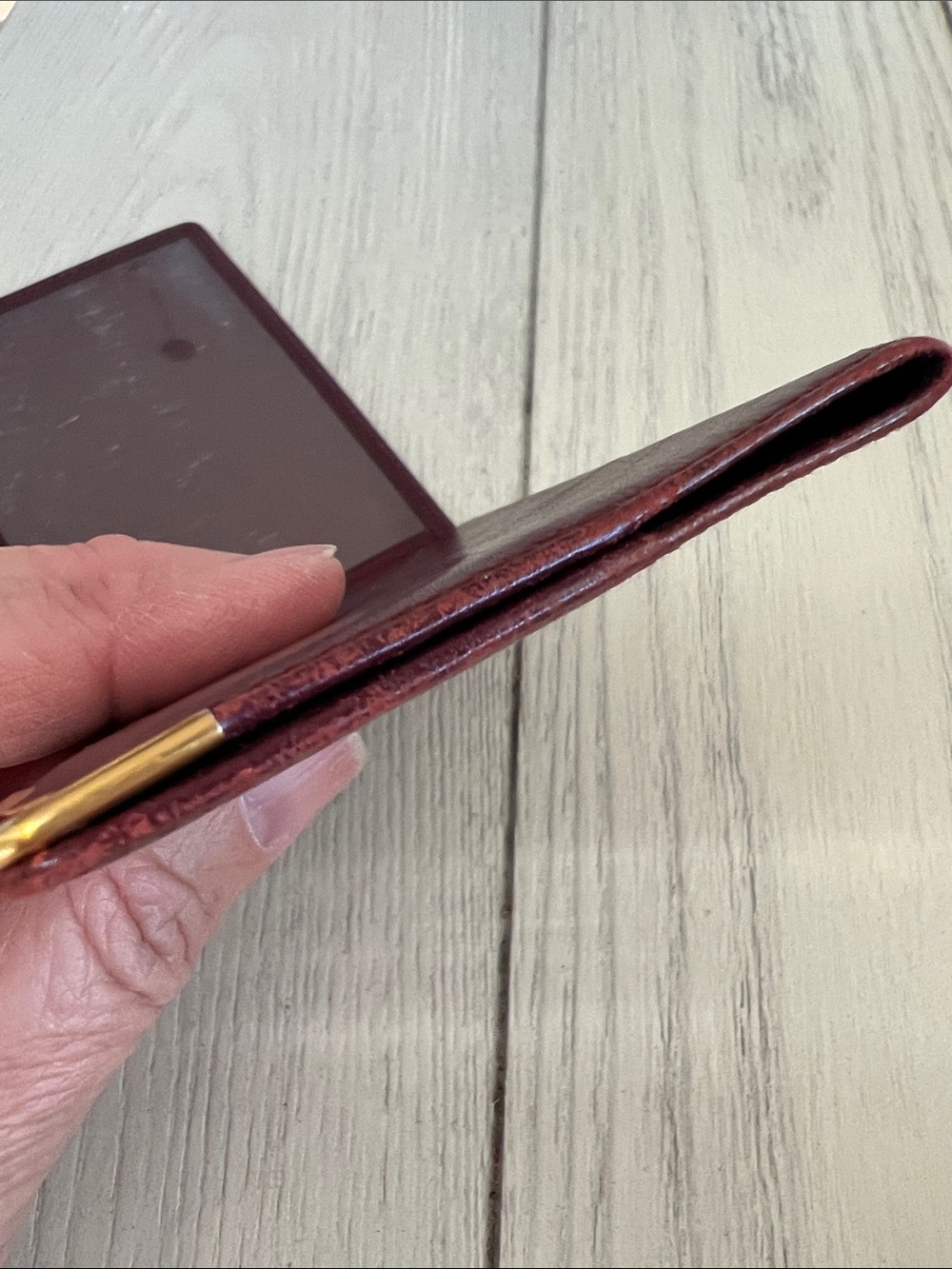 Cartier Burgundy Leather Card with Gold Corner Accents - Picture 8 of 11